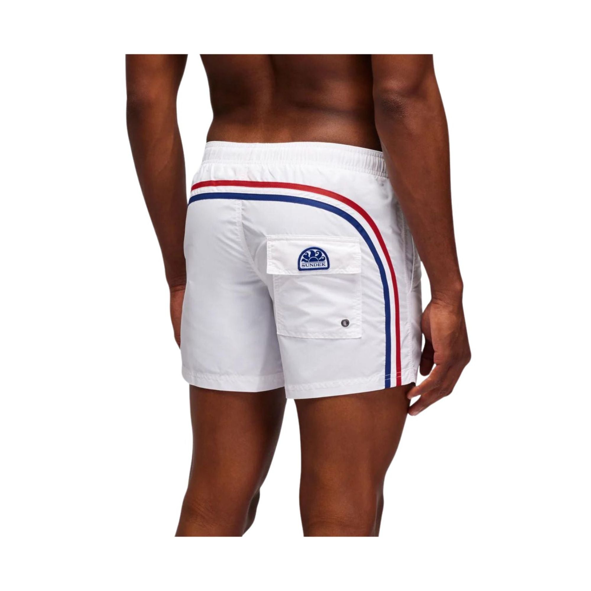Retro modello con Costume Bianco Uomo in 100% poliammide con slip interno in rete