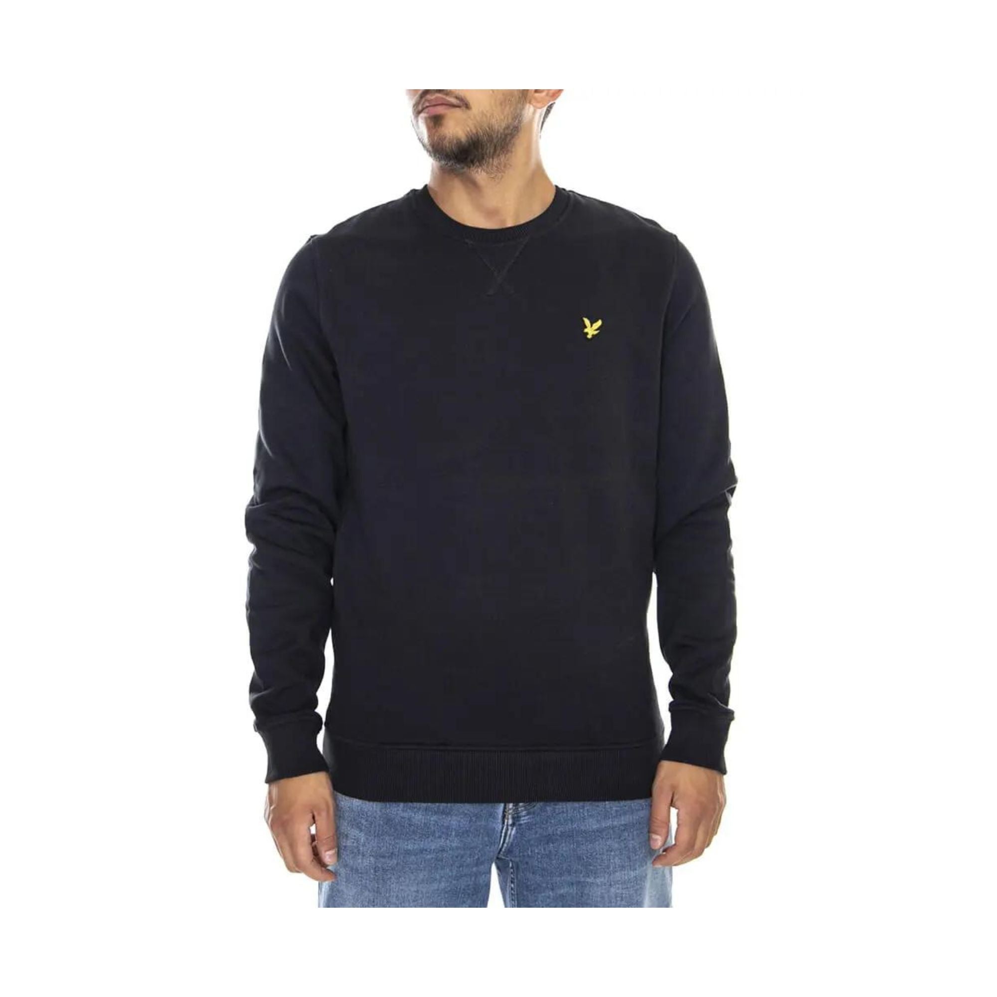 Felpa Nera Uomo Brushback con polsi elasticizzati in 100% cotone