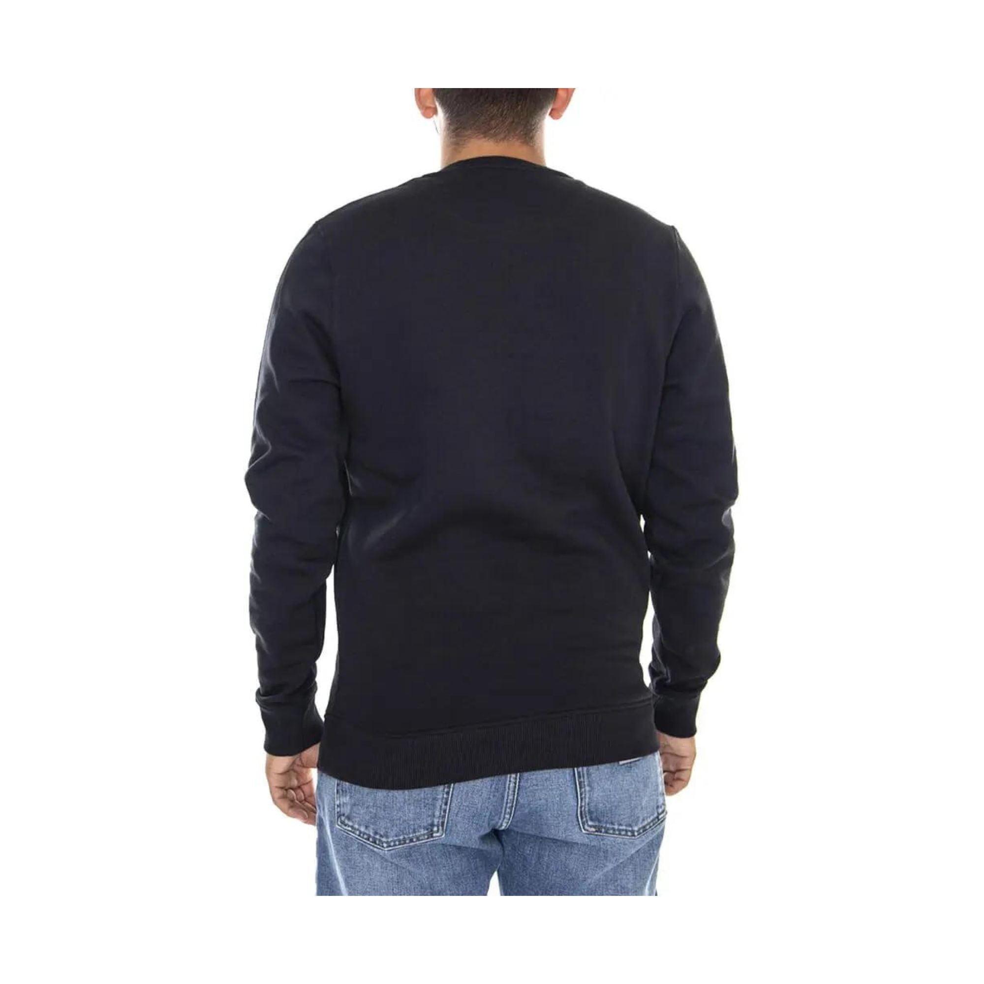 Felpa Nera Uomo Brushback con polsi elasticizzati in 100% cotone