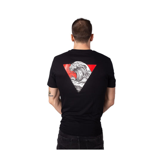 Retro T-shirt a maniche corte con stampa Surf sul petto e sul retro