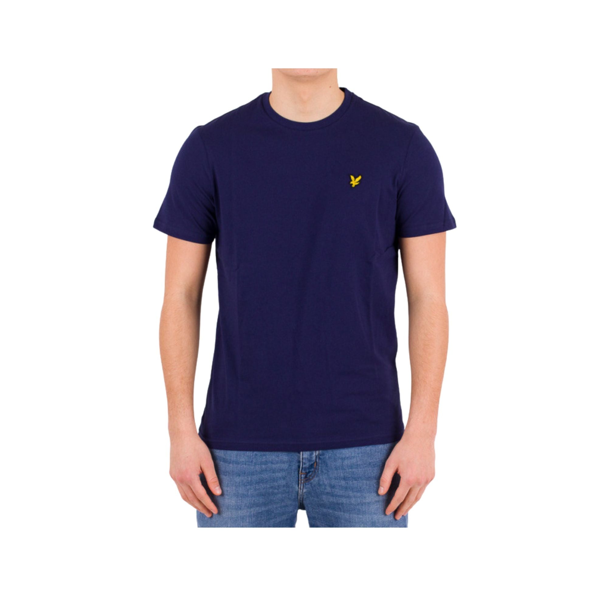 T-shirt Blu Uomo in tinta unita con micro logo frontale e girocollo