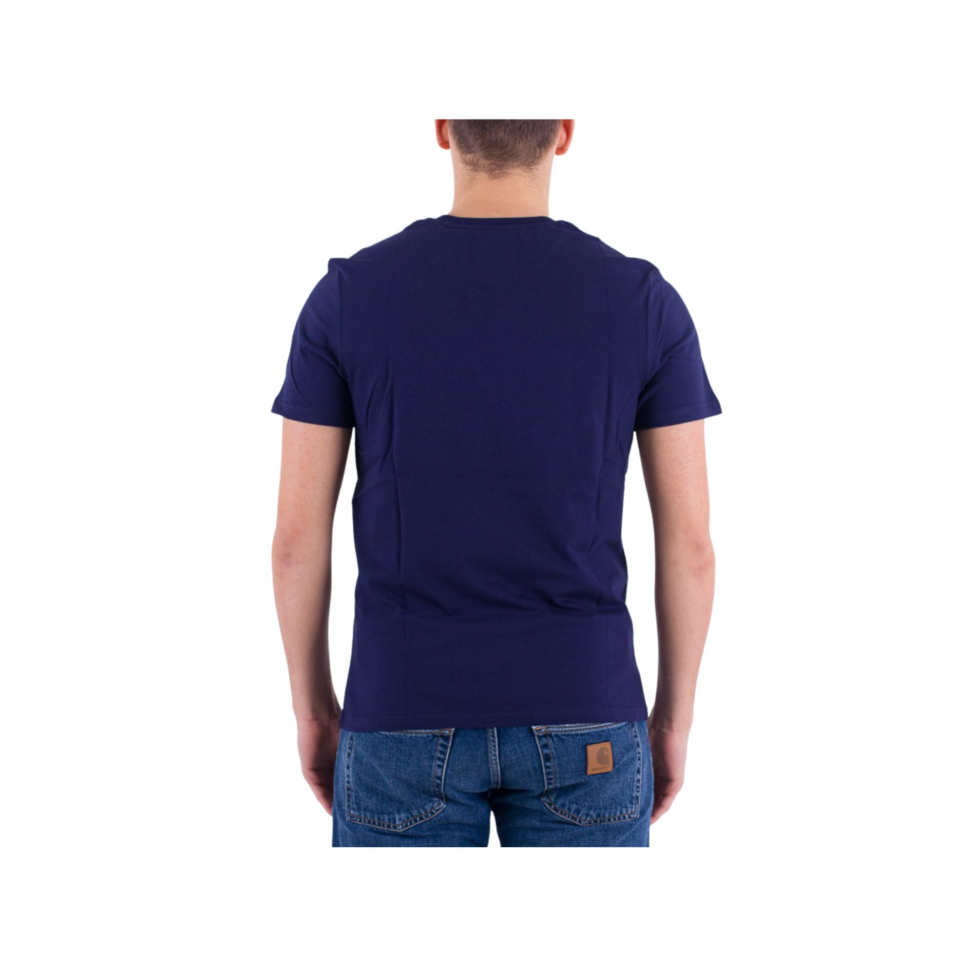 T-shirt Blu Uomo in tinta unita con micro logo frontale e girocollo