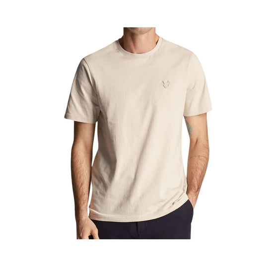 T-shirt Beige Uomo con micro logo frontale su tono e girocollo