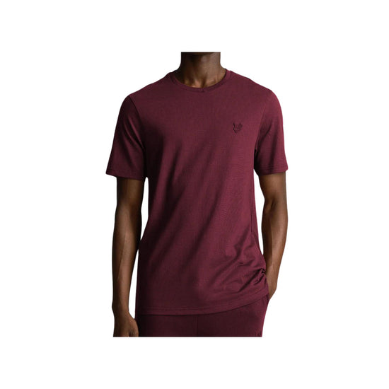 T-shirt Bordeaux Uomo con micro logo frontale e colletto cucito a contrasto