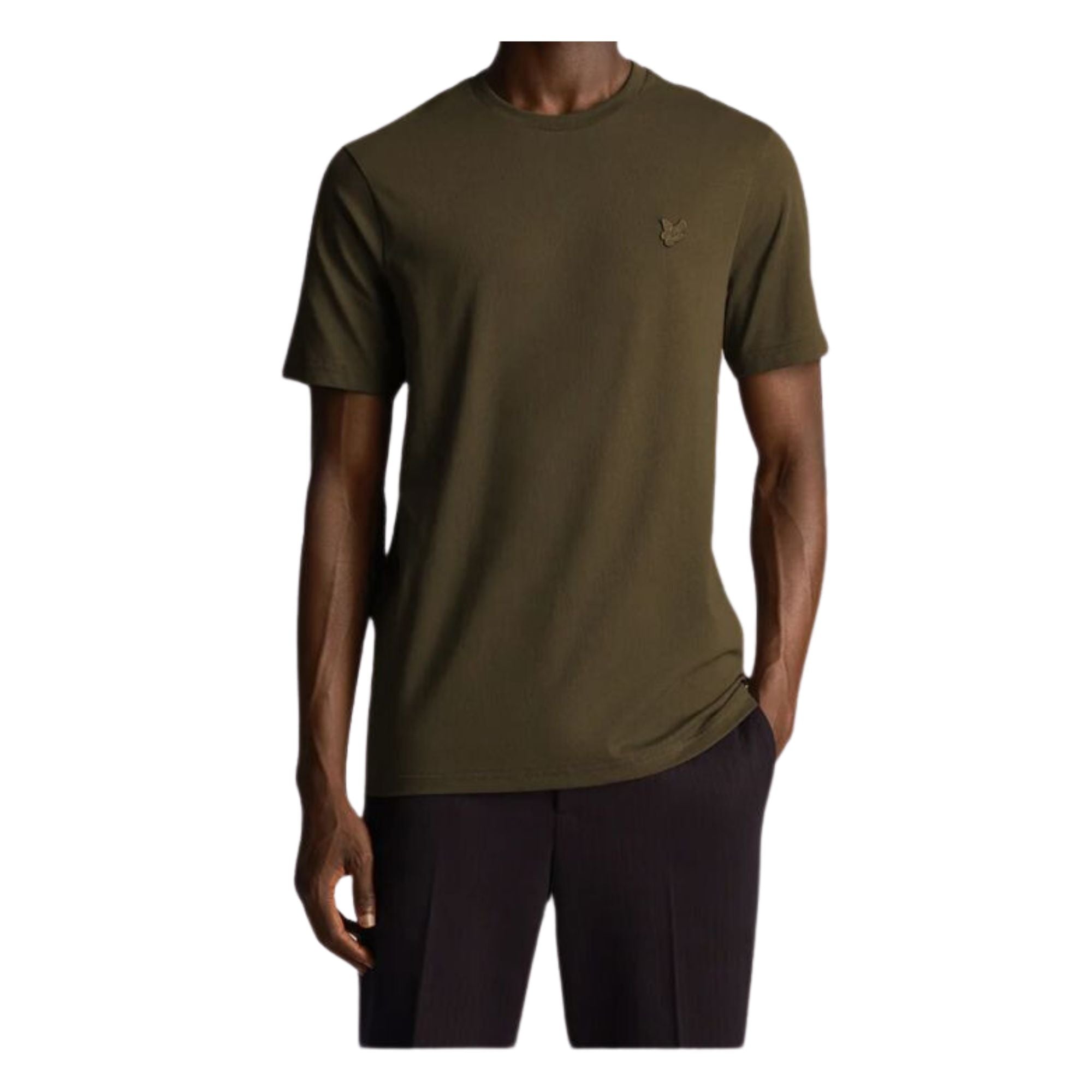 T-shirt Uomo verde con logo ricamato