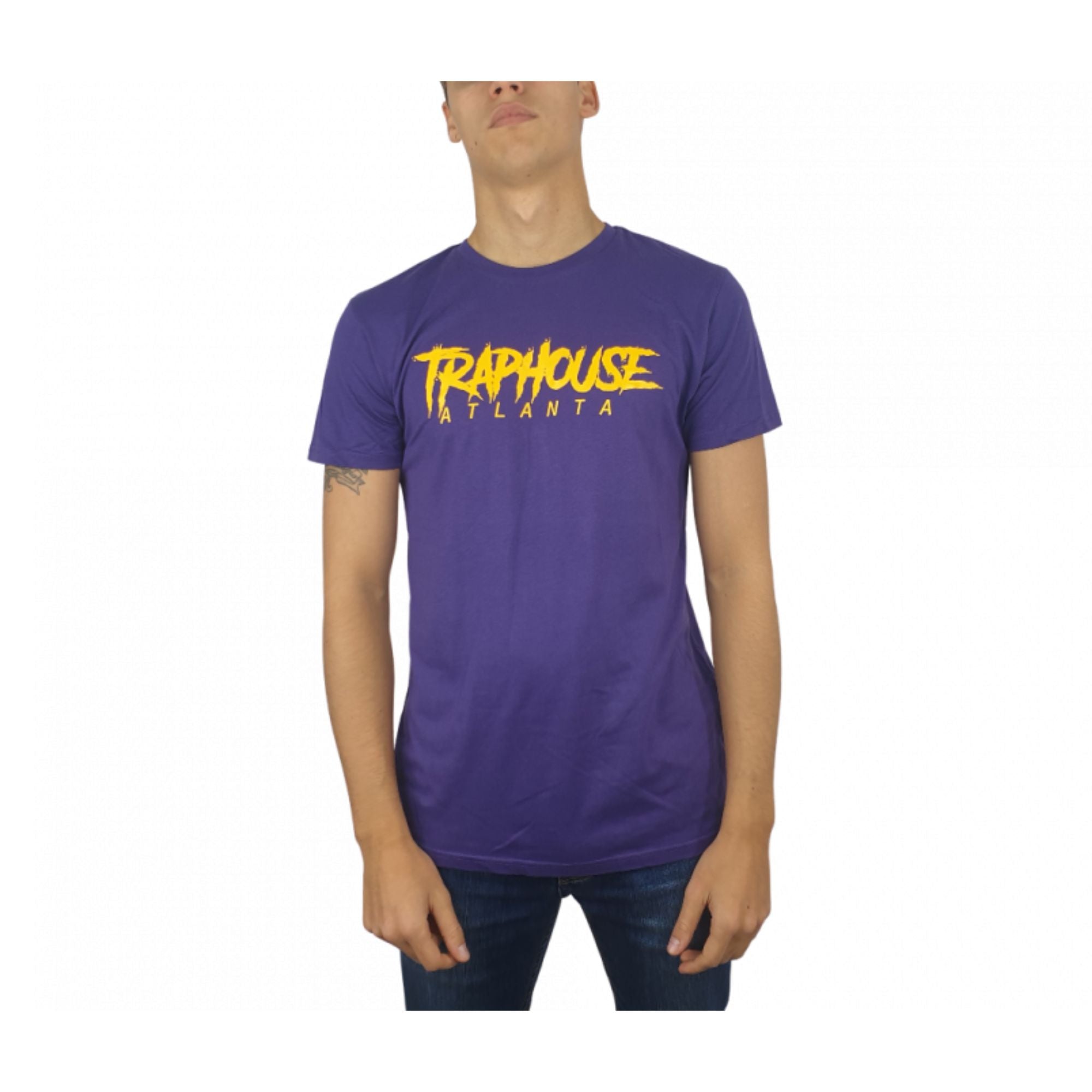 T-shirt con maniche corte e scritta Traphouse stampata sul petto colore Viola