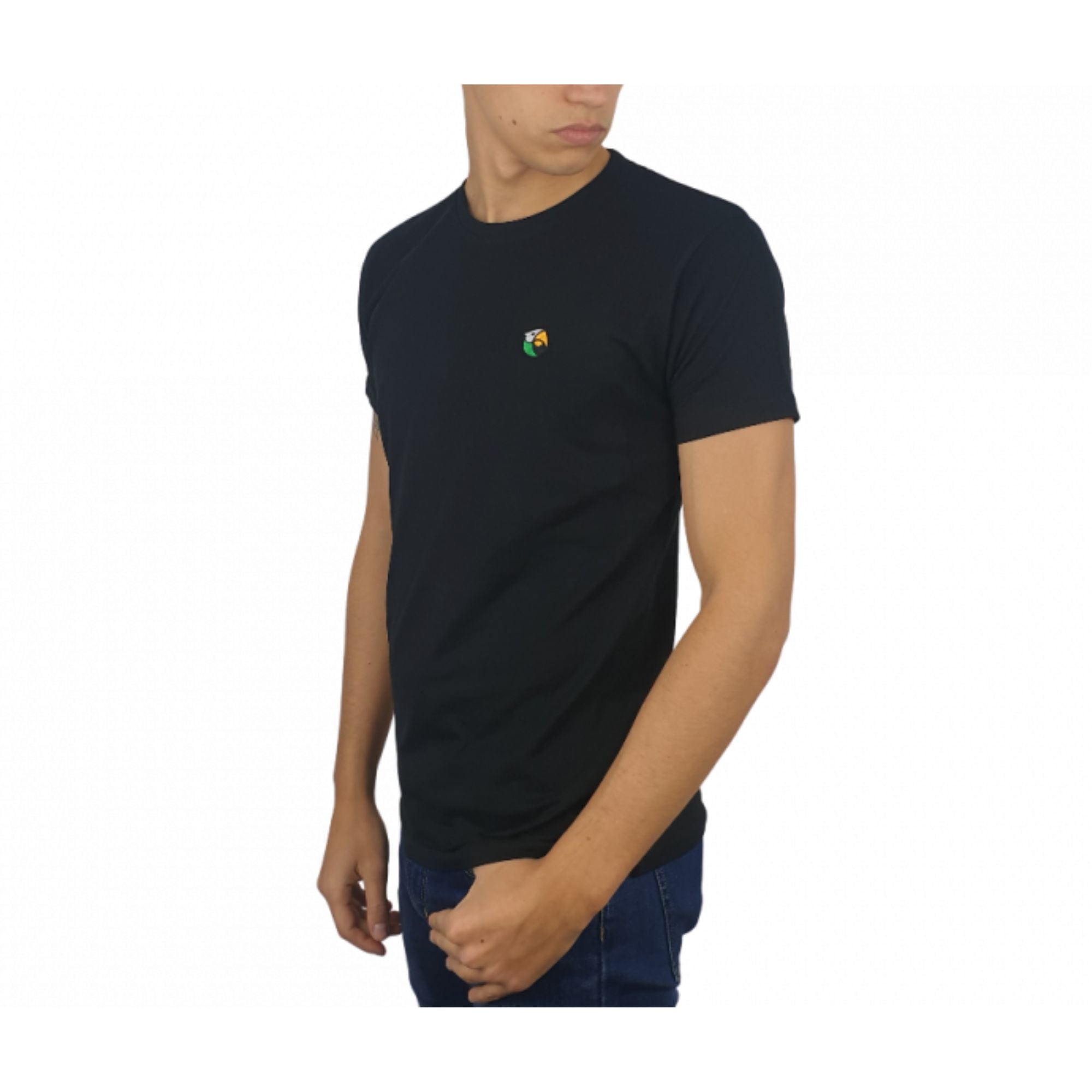 T-shirt Uomo in cotone con scollatura girocollo e logo a contrasto
