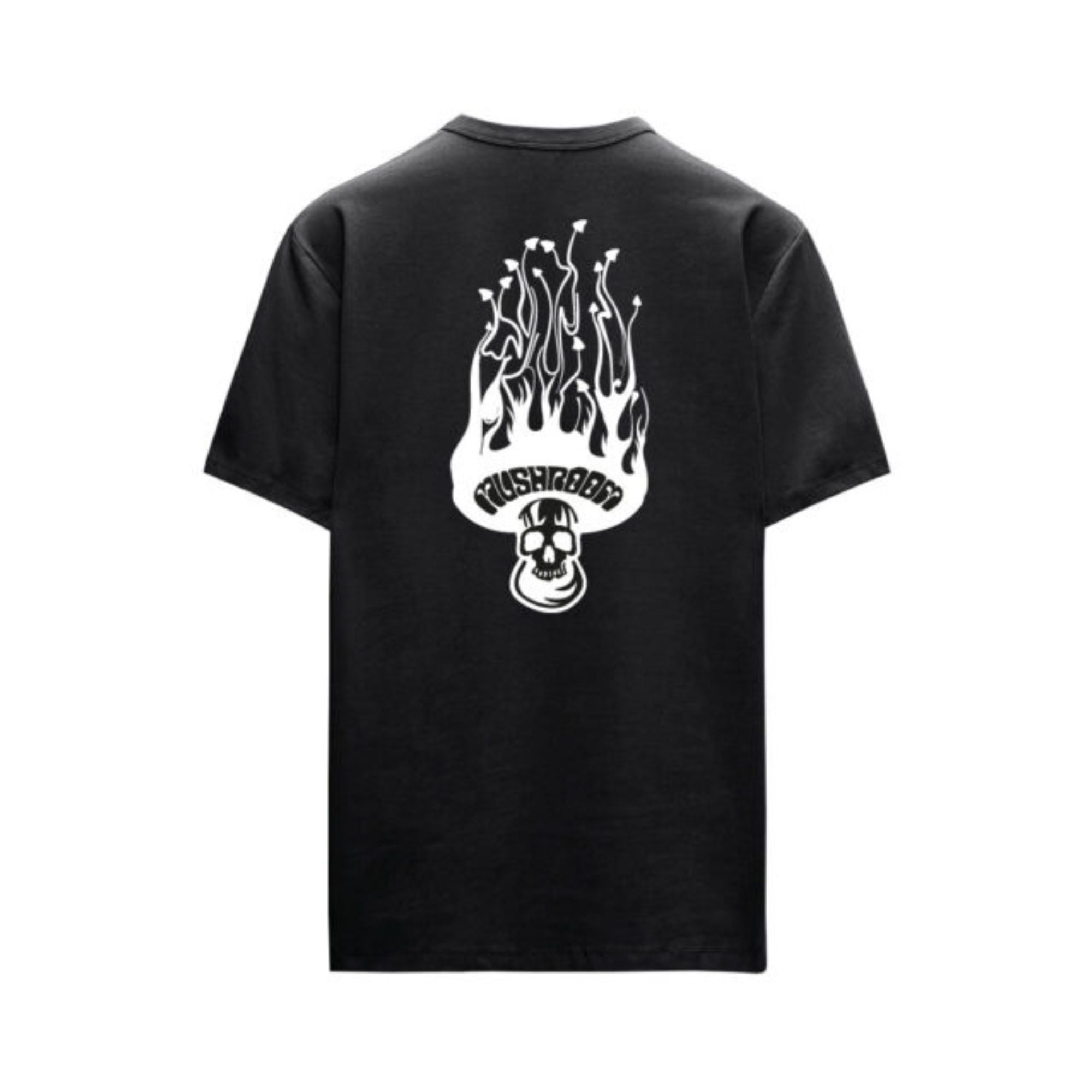 T-shirt in cotone con logo in fiamme sul petto e sul retro