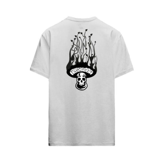 T-shirt con maniche corte e logo in fiamme sul petto e sul retro