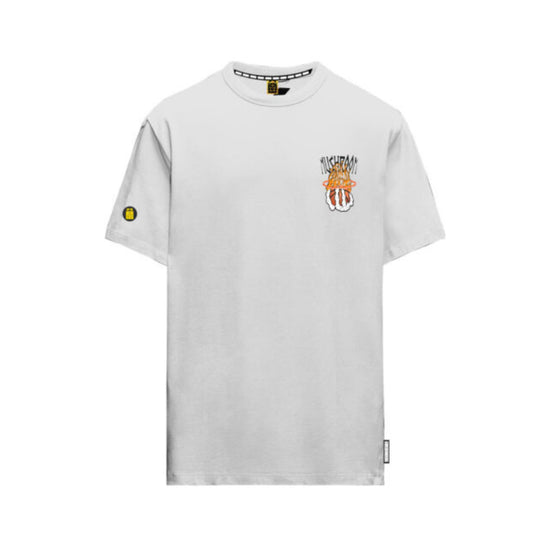 T-shirt in cotone con stampa basketball e logo sul petto e sul retro