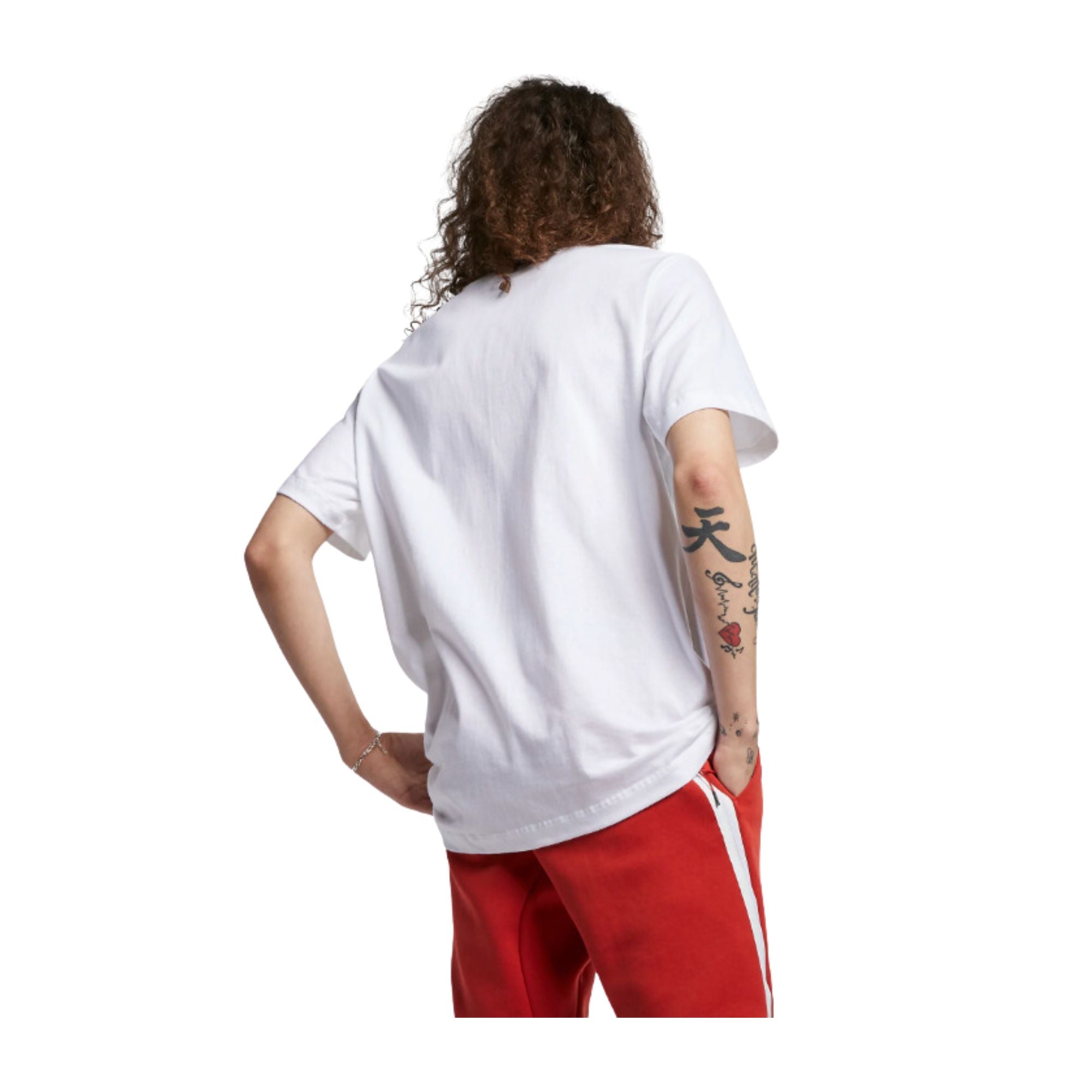 Retro T-shirt a maniche corte con logo in contrasto sul petto colore Bianco