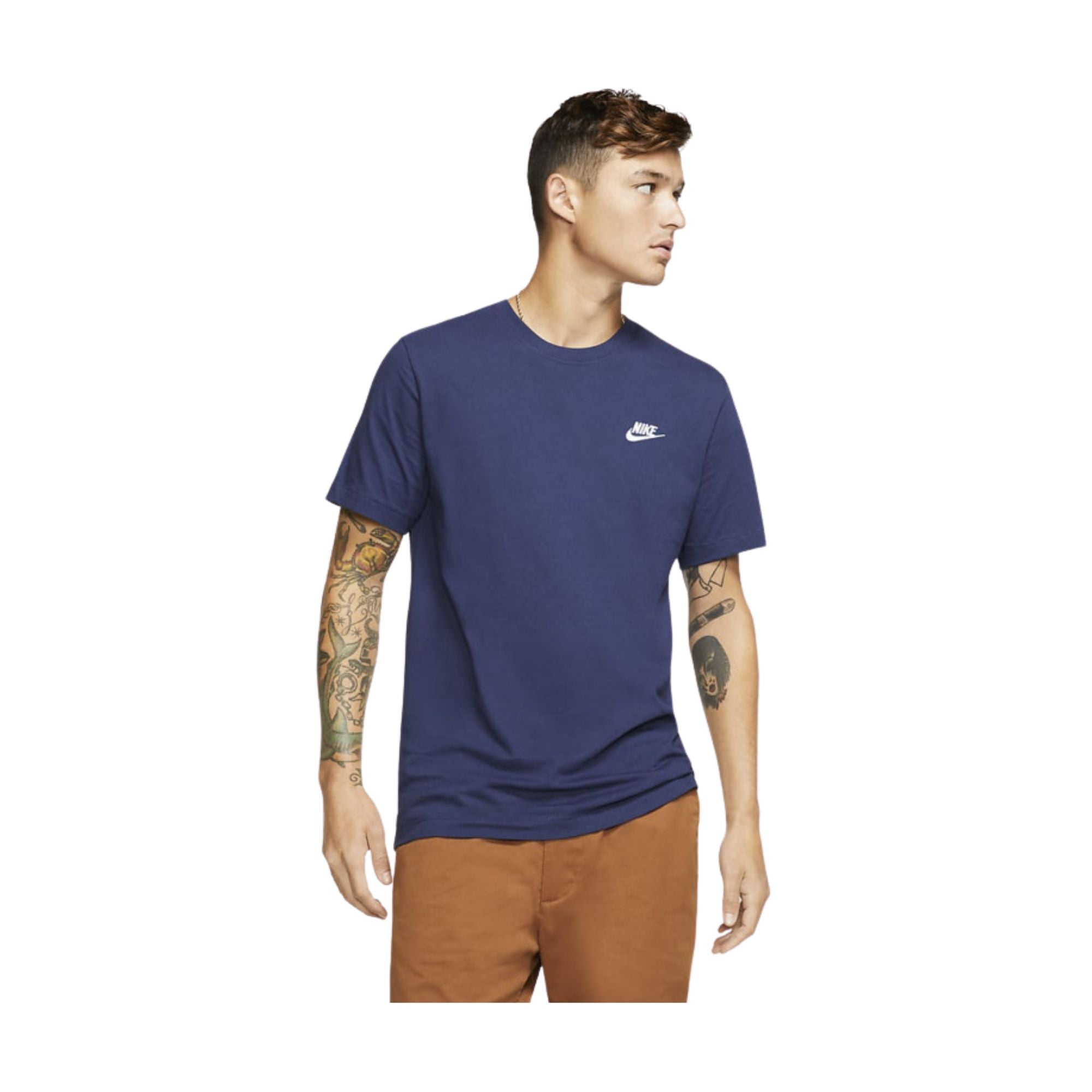 T-shirt a maniche corte con logo in contrasto sul petto colore Blu