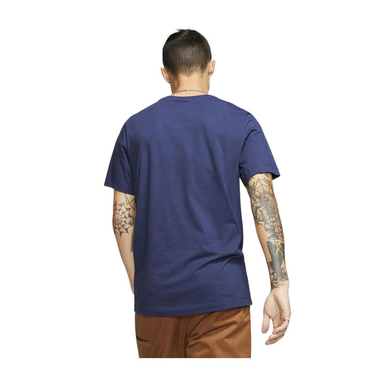 Retro T-shirt a maniche corte con logo in contrasto sul petto colore Blu