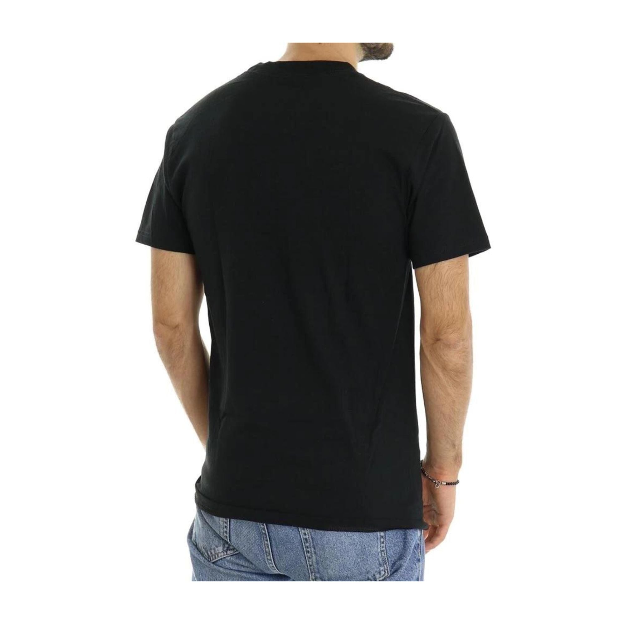 T-shirt Uomo a tinta unita in cotone con stampa logo a contrasto